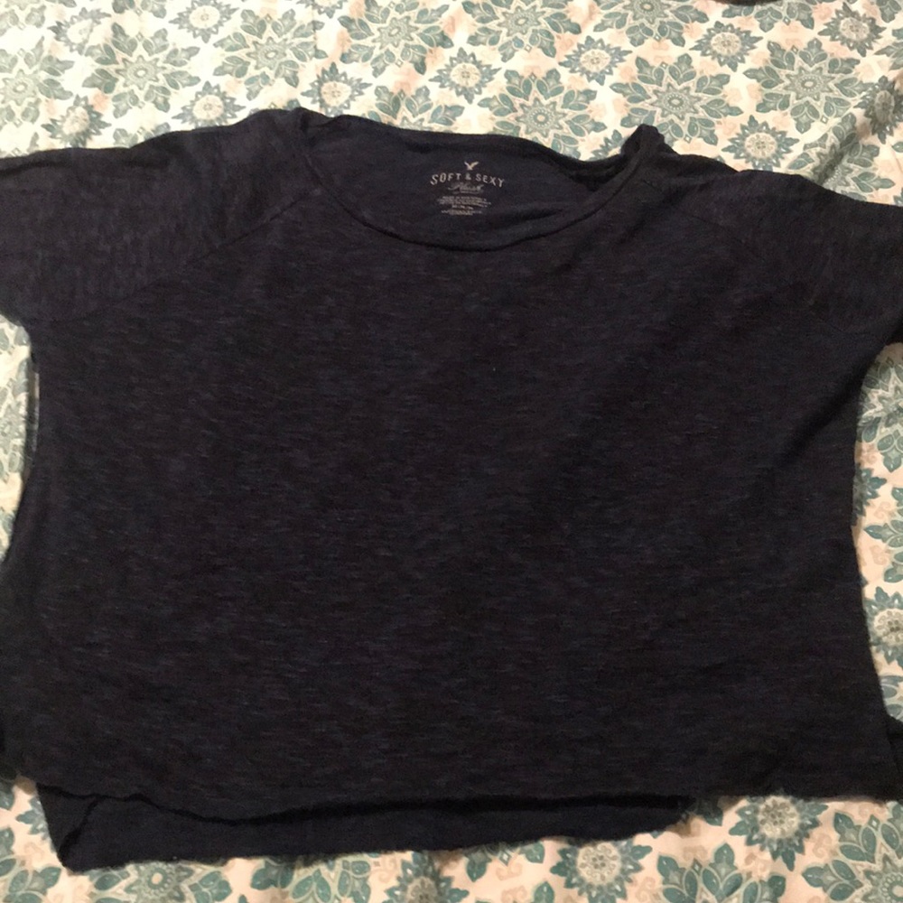 a dark blue long sleeve shirt